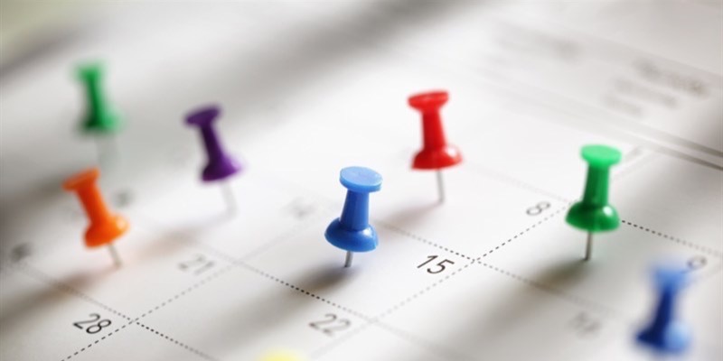 Calendar page with map pins in